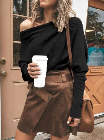 Casual Loose Fit V-Neck Long Sleeve Top for Women