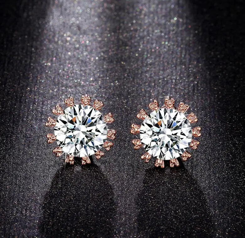 Diamond Earrings, Sterling Silver, 3 Carat Studs