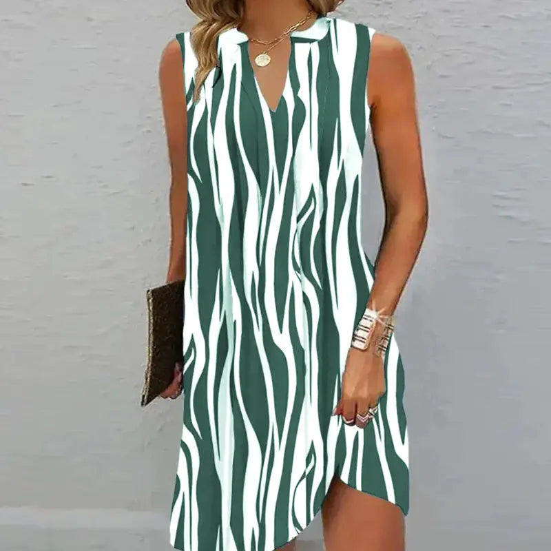 Multi-color A-Line Sleeveless Dress for Women