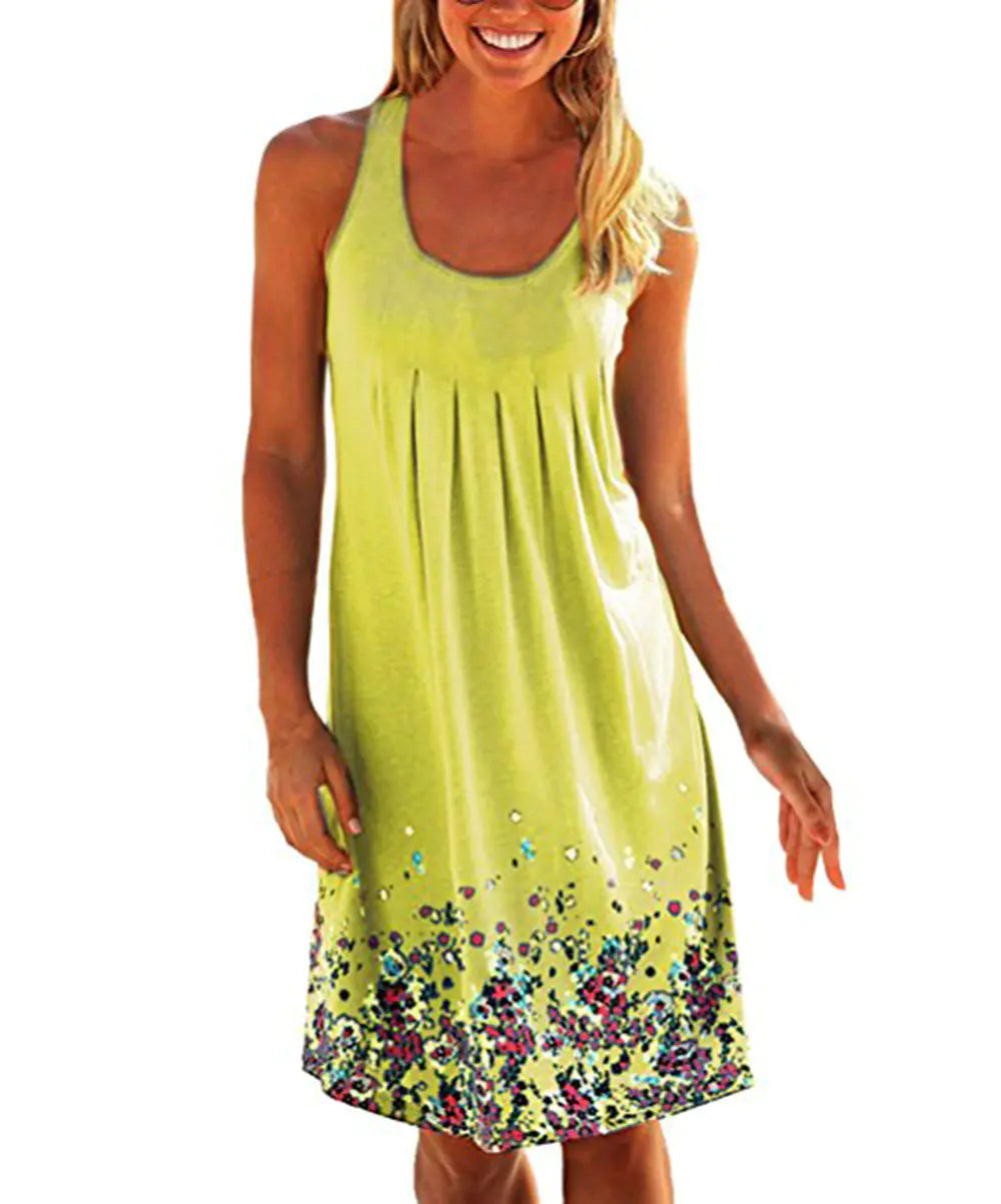 Sleeveless Loose Print A-Line Midi Dress