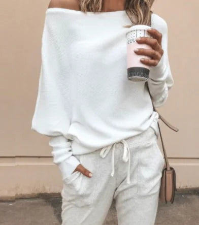 Casual Loose Fit V-Neck Long Sleeve Top for Women