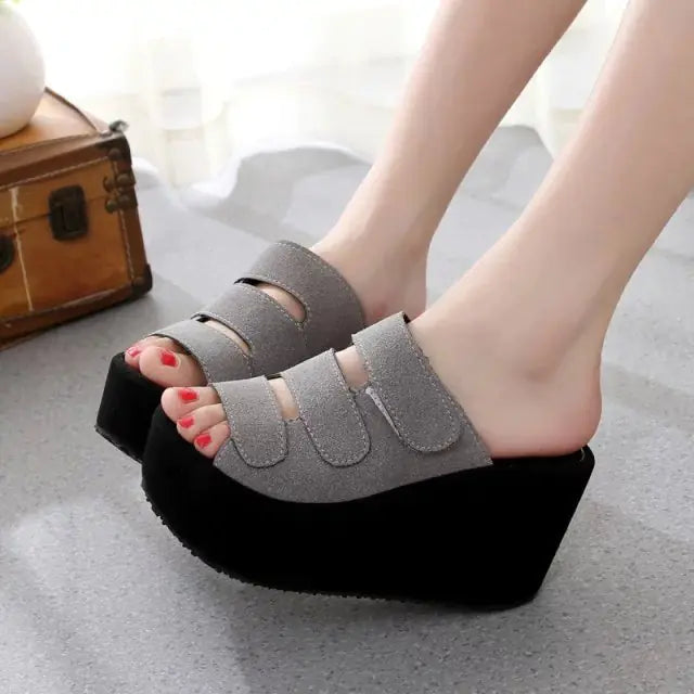 Women's Thick Sole Suede Slide Sandals