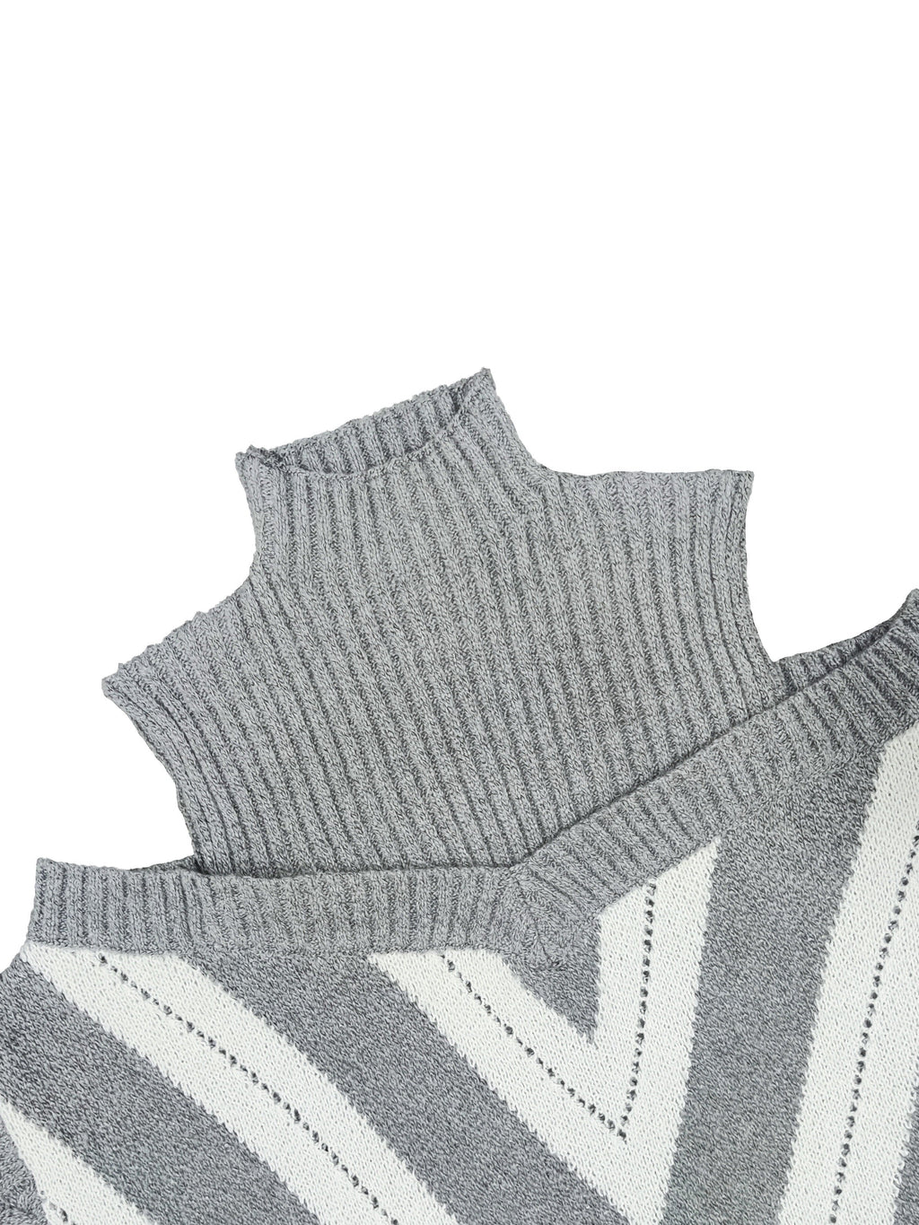 Elegant Plus Size Off Shoulder Striped Cable Knit Sweater