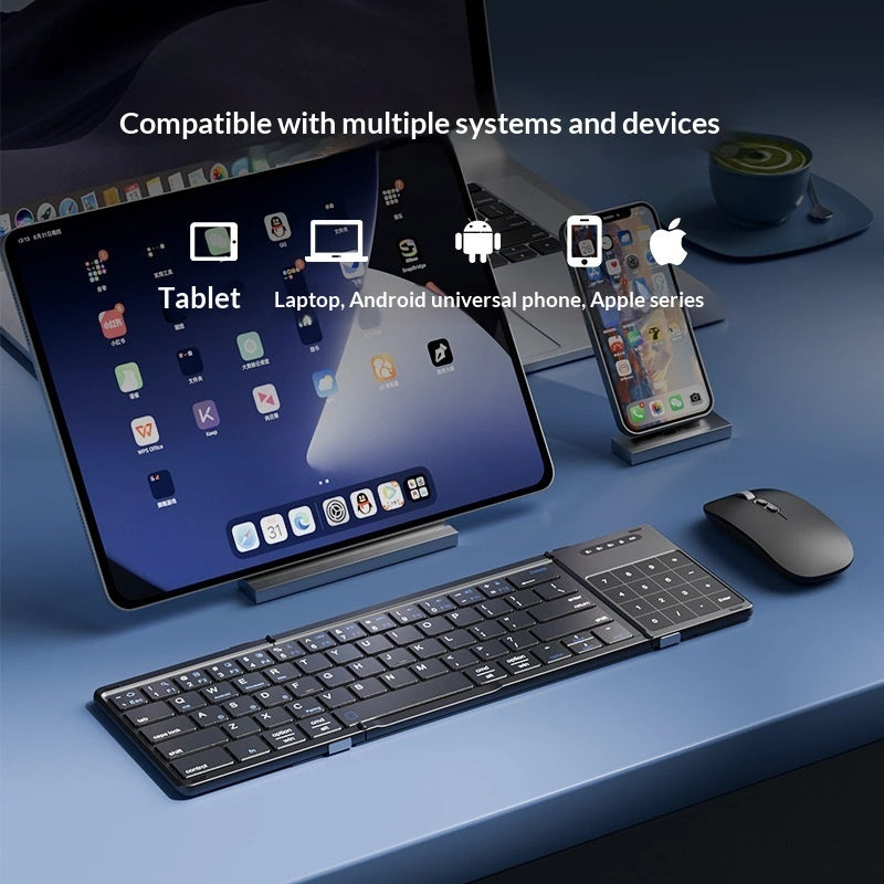 Tri-fold Keyboard, Wireless Bluetooth Foldable Mini Keyboard, Suitable For Desktop PC Sets