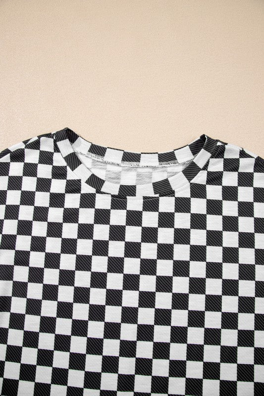 Checker T-Shirt & High Waist Skort Set