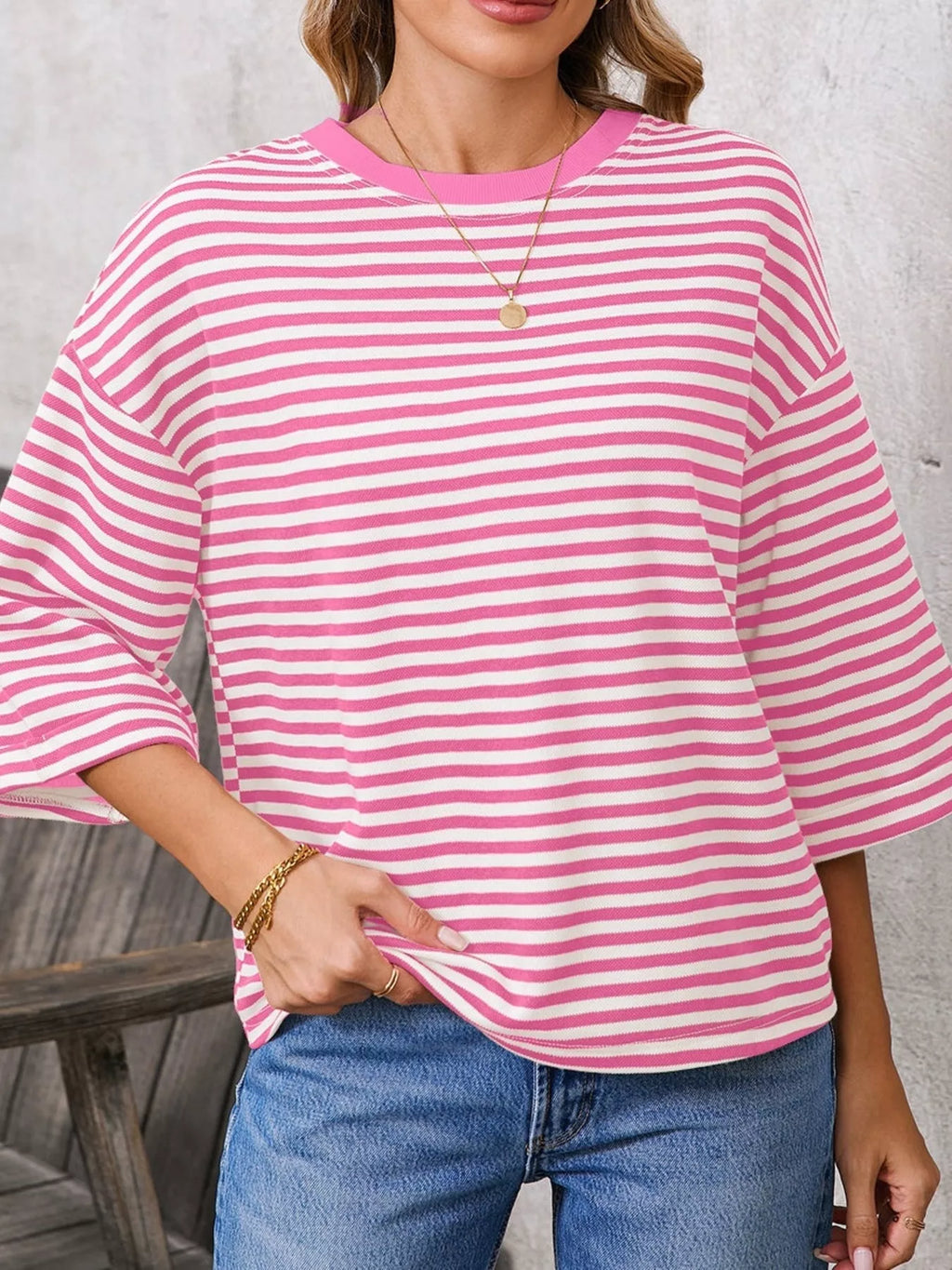Striped Back Bow Tie T-Shirt