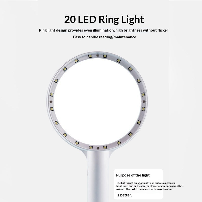 3-Speed Adjustable USB-Charging 20-LED Reading Magnifier