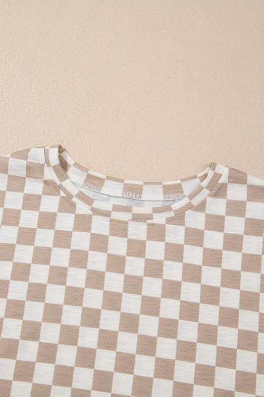 Checker T-Shirt & High Waist Skort Set