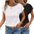 Two Pack Trendy Lace Trimmed Cap Sleeve Tops