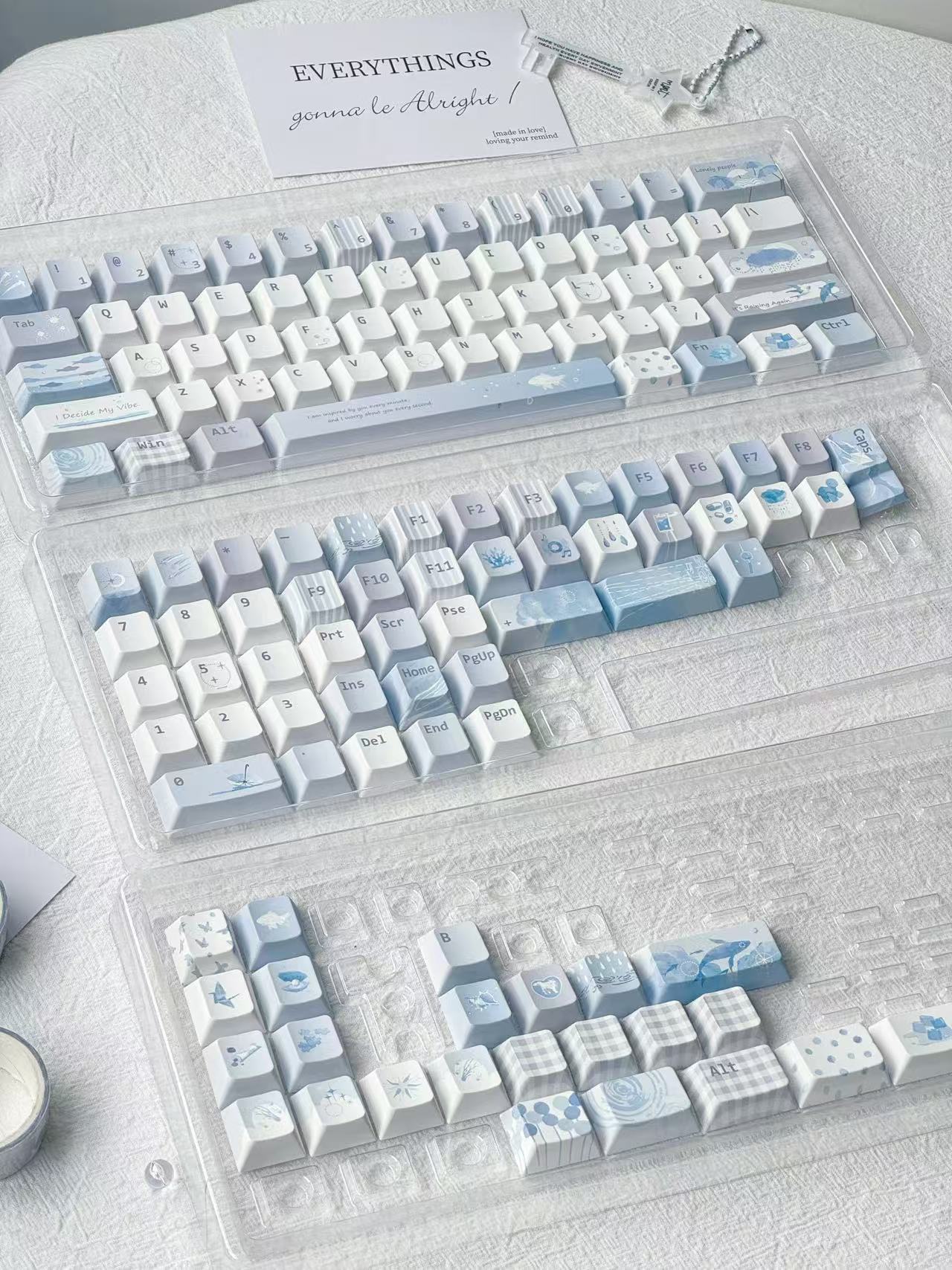 Sleek Blue Keyboard Caps With A Fresh, Cool, And Transparent Design