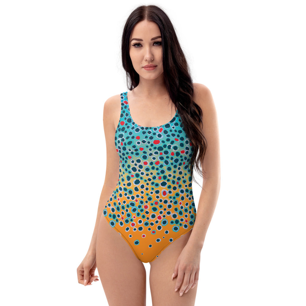 Brown Trout Print Swim Suit