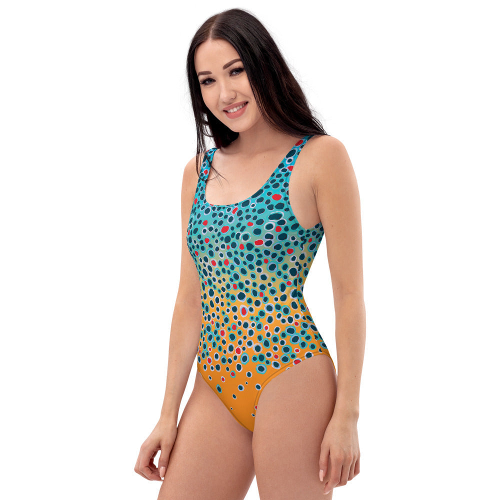 Brown Trout Print Swim Suit