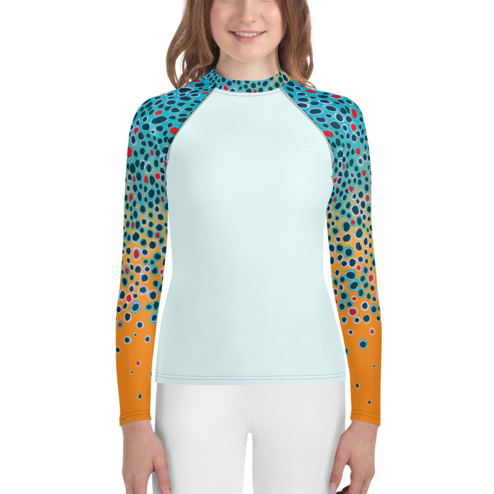 Youth Farm Girl Graphics Brown Trout Print Shirt
