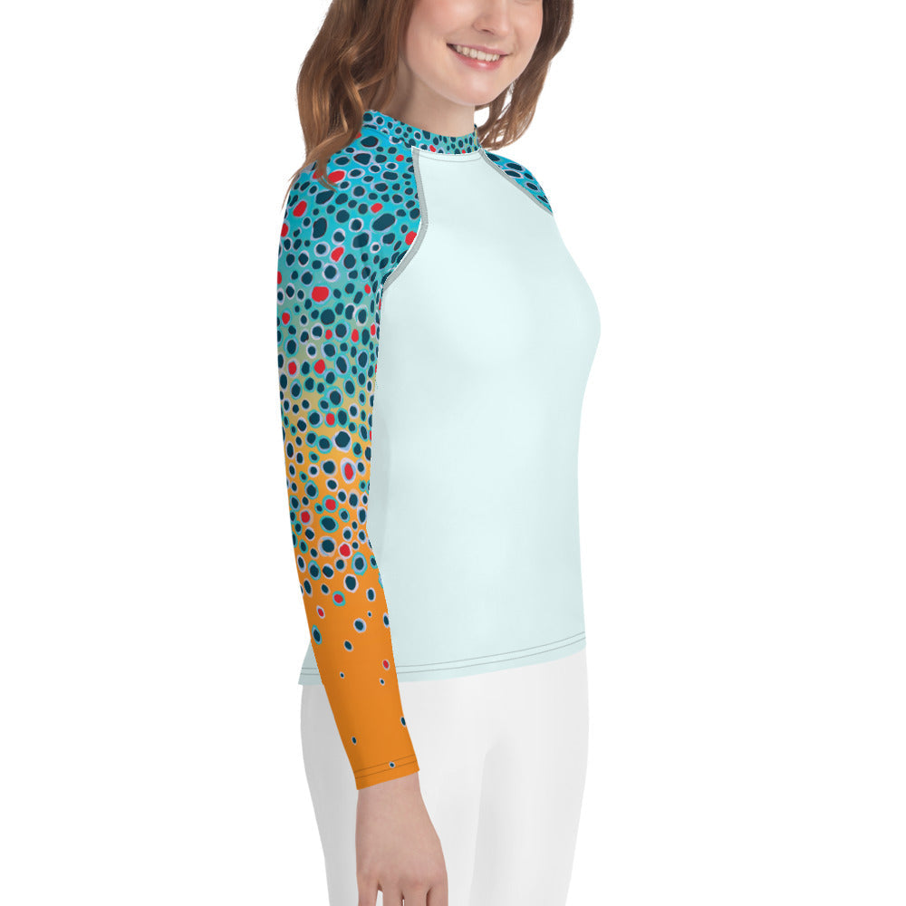 Youth Farm Girl Graphics Brown Trout Print Shirt