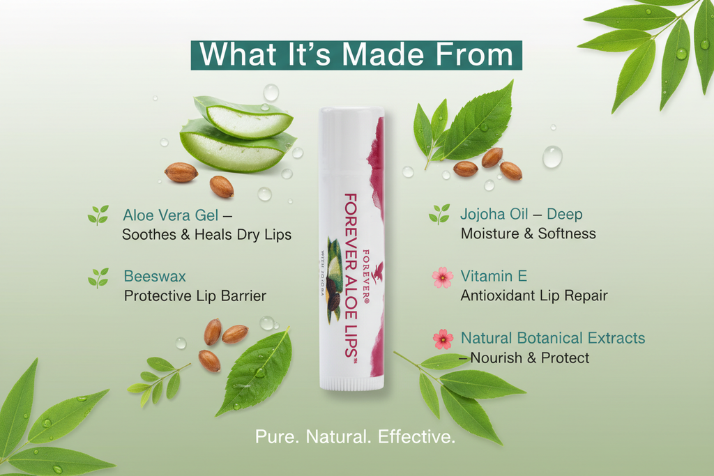 Give your lips the ultimate care of aloe jojoba and three types of wax Forever Aloe Lips® is designed to soothe and smooth dry chapped lips while conditioning and protecting to ensure your lips look and feel Forever kissable