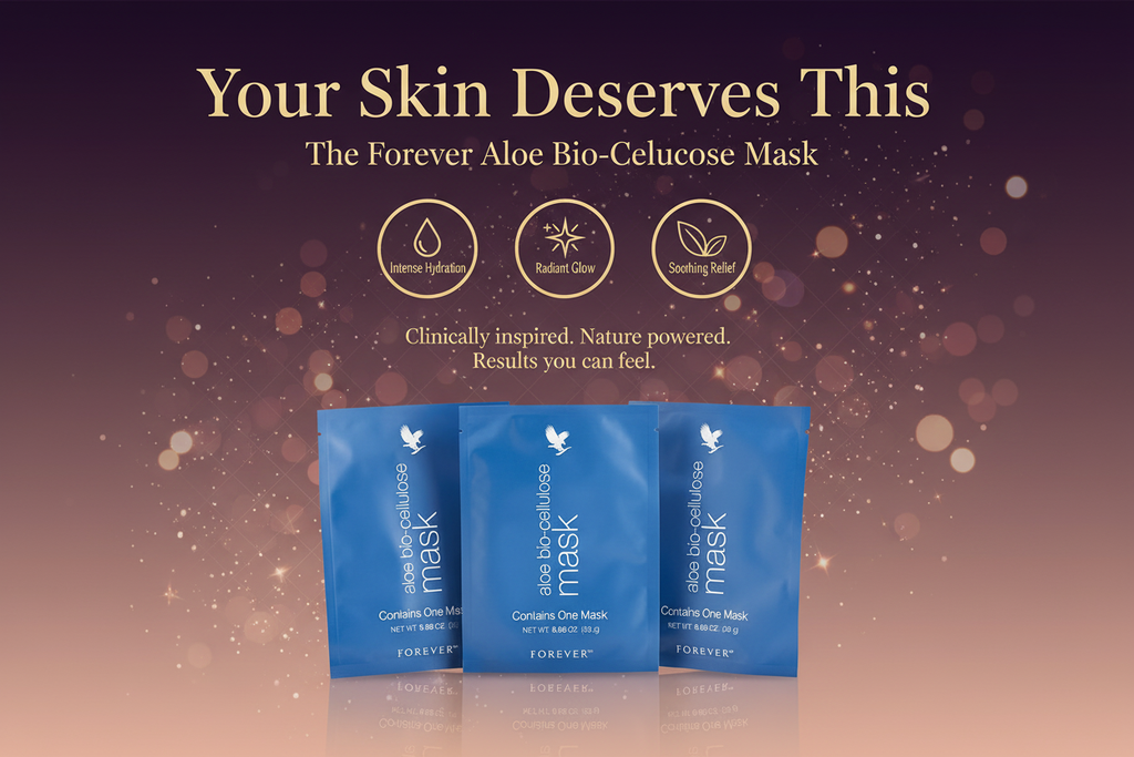 Forever’s own aloe vera is woven into the fibers of aloe bio-cellulose mask, which fits every contour of the face and allows the serum to absorb more deeply to help moisturize and improve the appearance of fine lines and wrinkles.