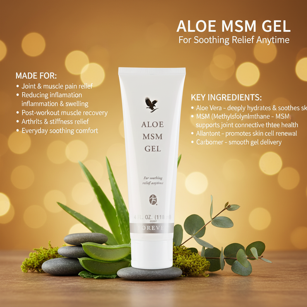 MSM Gel combines pure inner-leaf aloe vera with an organic sulfur compound known as MSM the third-highest mineral in our body It's easy to apply but hard to put down once you’ve felt the soothing relief from dry skin
