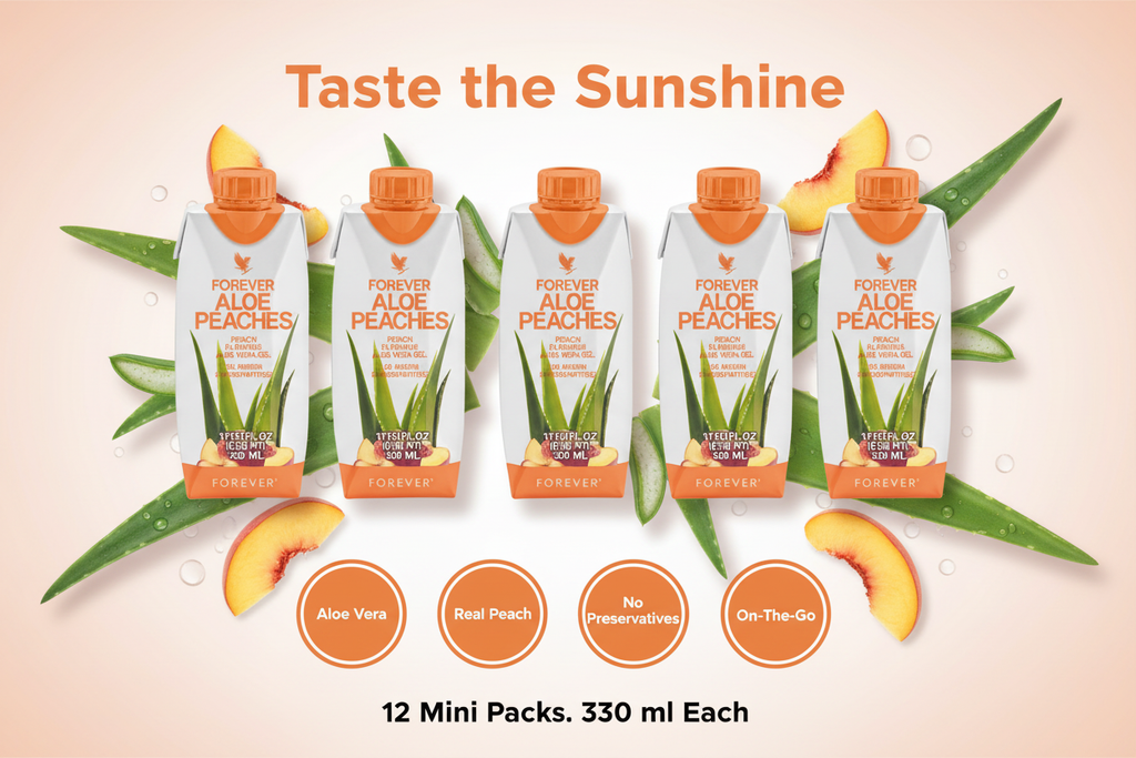 Forever™ Aloe Peaches Minis | Peach Aloe Vera Gel Drink — 12 Pack