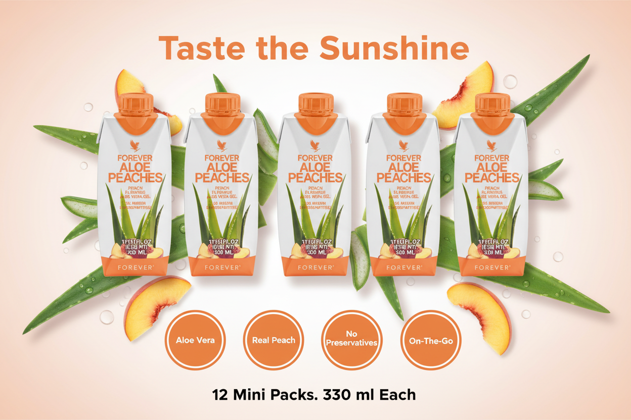 Forever™ Aloe Peaches Minis | Peach Aloe Vera Gel Drink — 12 Pack
