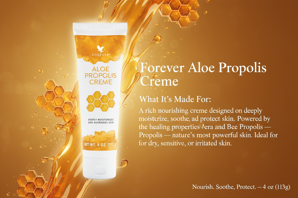 Aloe Propolis Creme combines pure inner leaf aloe vera gel and bee propolis Vitamins A E and C work to nourish and moisturize the skin