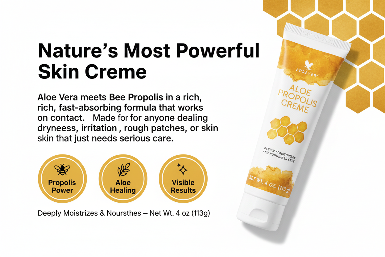 Aloe Propolis Creme combines pure inner leaf aloe vera gel and bee propolis Vitamins A E and C work to nourish and moisturize the skin