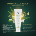 Unlike other scrubs that use sharp harsh ingredients Forever Aloe Scrub® uses microspheres of jojoba for a gentle cleansing experience As they roll these jojoba spheres pick up dead skin cells and clear the way for fresh newer skin below