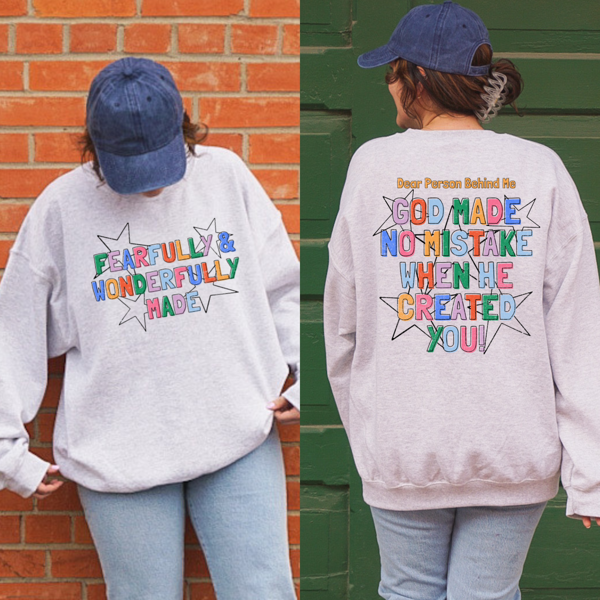 Fearfully & Wonderfully Made Sweatshirt | Christian Affirmation Crewneck | God Made No Mistake Faith Graphic Pullover