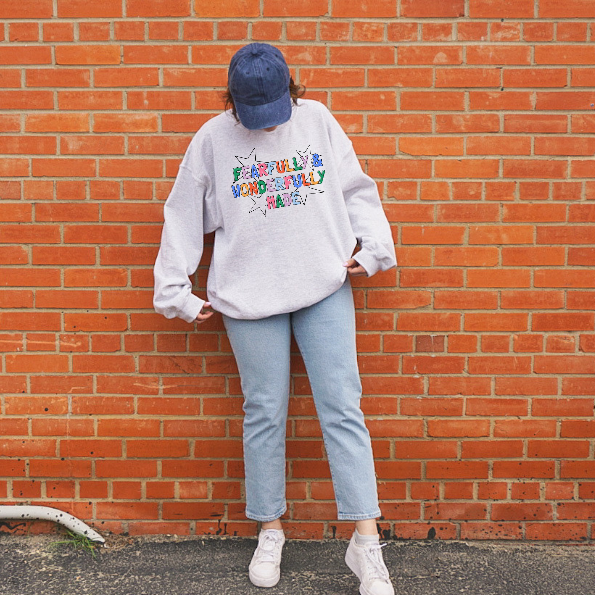 Fearfully & Wonderfully Made Sweatshirt | Christian Affirmation Crewneck | God Made No Mistake Faith Graphic Pullover