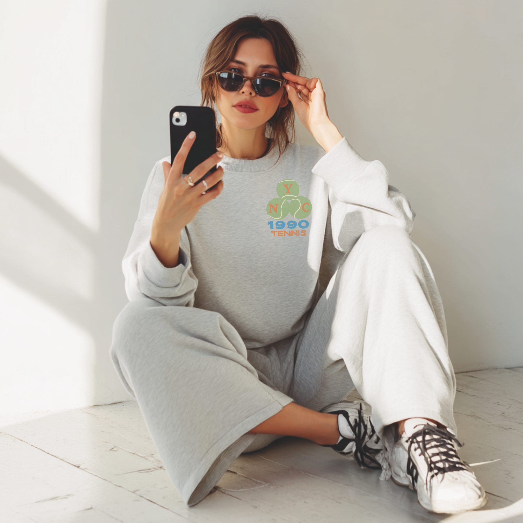 NYC 1990 Tennis Crewneck Sweatshirt – Vintage Sport Graphic Pullover