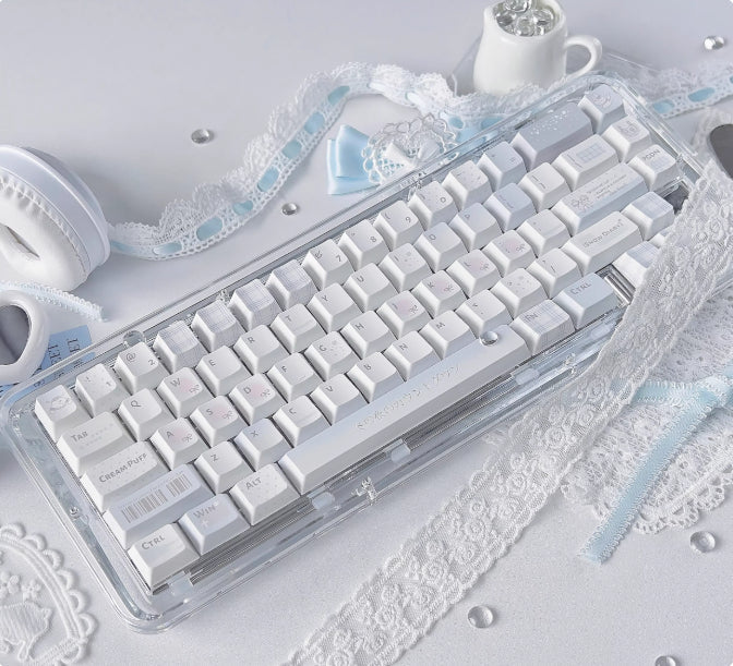 Original Water-colored Diary Keycaps Cute Soft-toned Cool Blue And Uniquely Designed Keyboard Caps