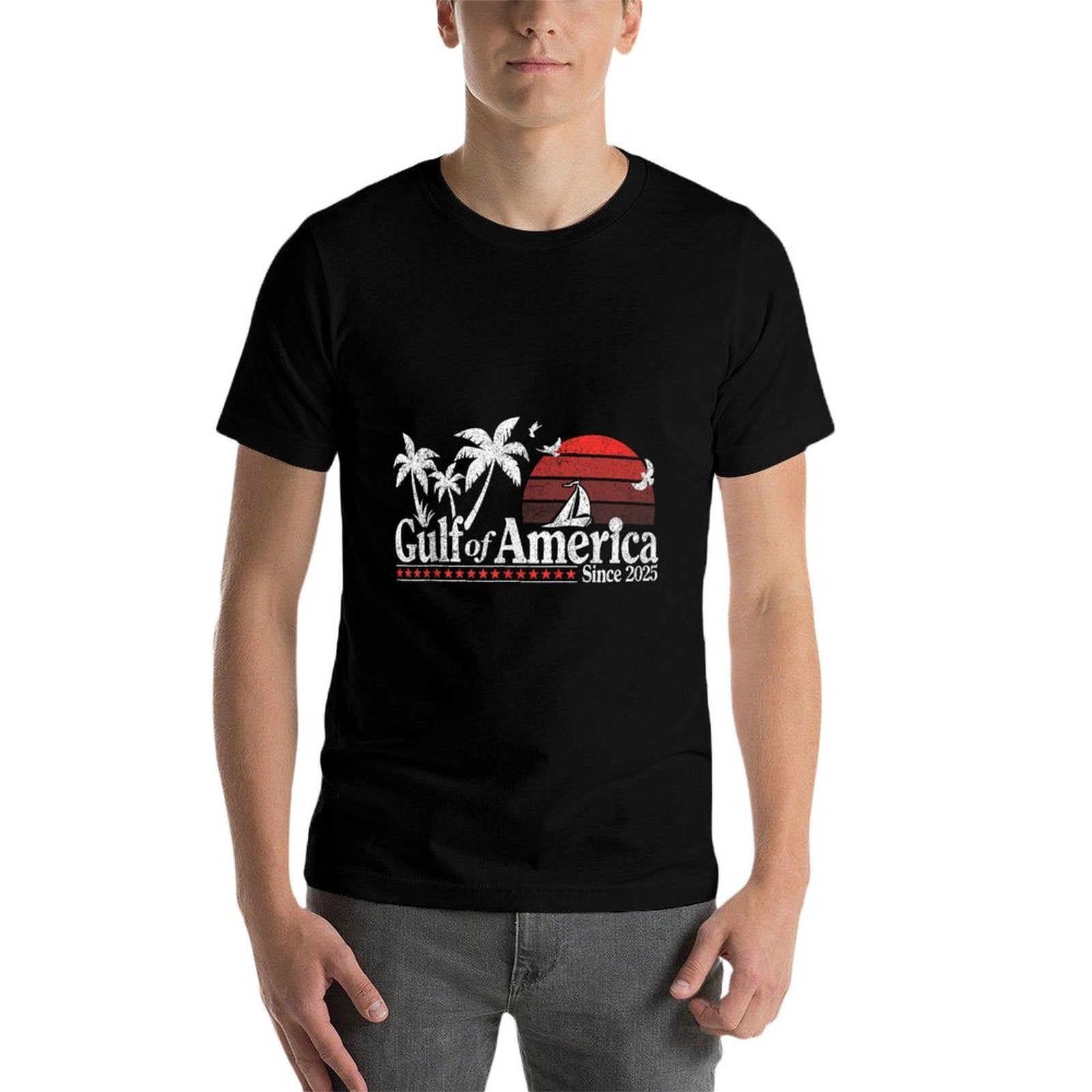 Gulf of US America Retro 1970s Heathered Texture T-Shirt