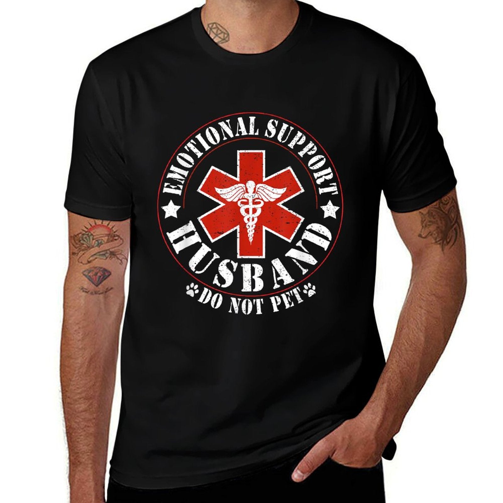 Emotional Support Husband Do Not Pet Funny Mens Husband Durable T-Shirt