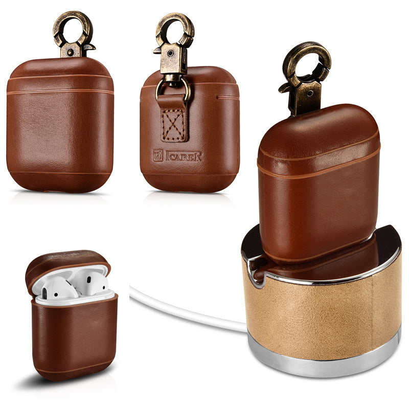Genuine Leather Wireless Earbud Case With Loop Closure