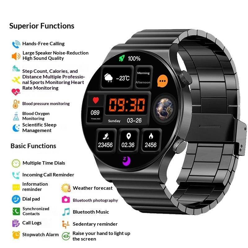 Smart Sports Watch With Bluetooth Calling Heart Rate And Blood Glucose Monitoringa Multifunctional Wrist Device