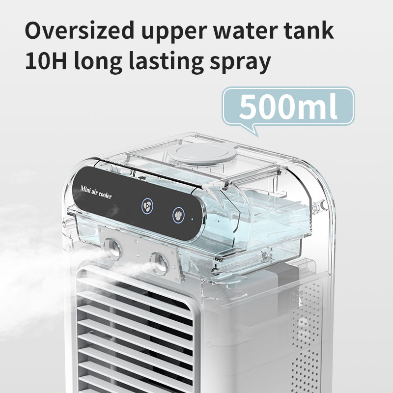 Portable Air Cooler With Mist  Small Desktop Air Conditioner Fan, 3 In 1 Humidifying Cooling Fan For Home, Dorm And Office, Mobile Evaporative Cooler With Water Spray