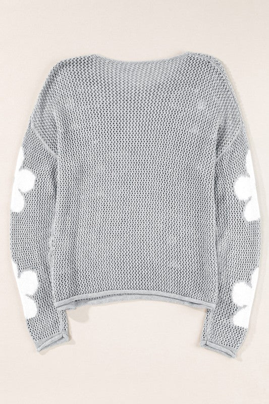 Floral Hollowed Knit Pullover Sweater