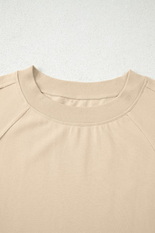 Solid Raw Seam Patchwork Baggy Sweatshirt