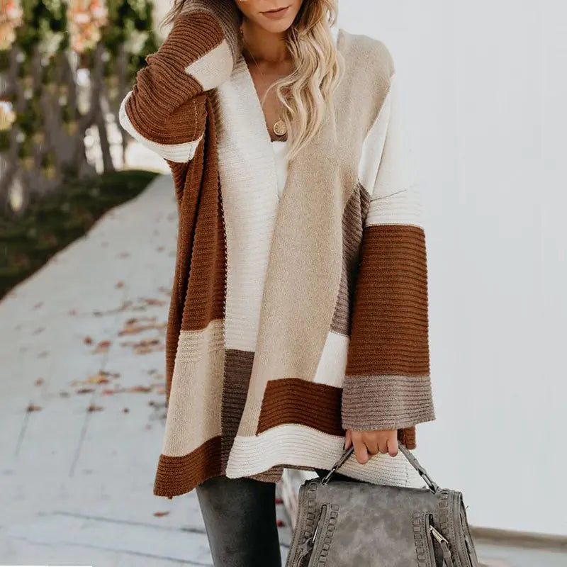 Women's  Geometric Color Block Cardigan