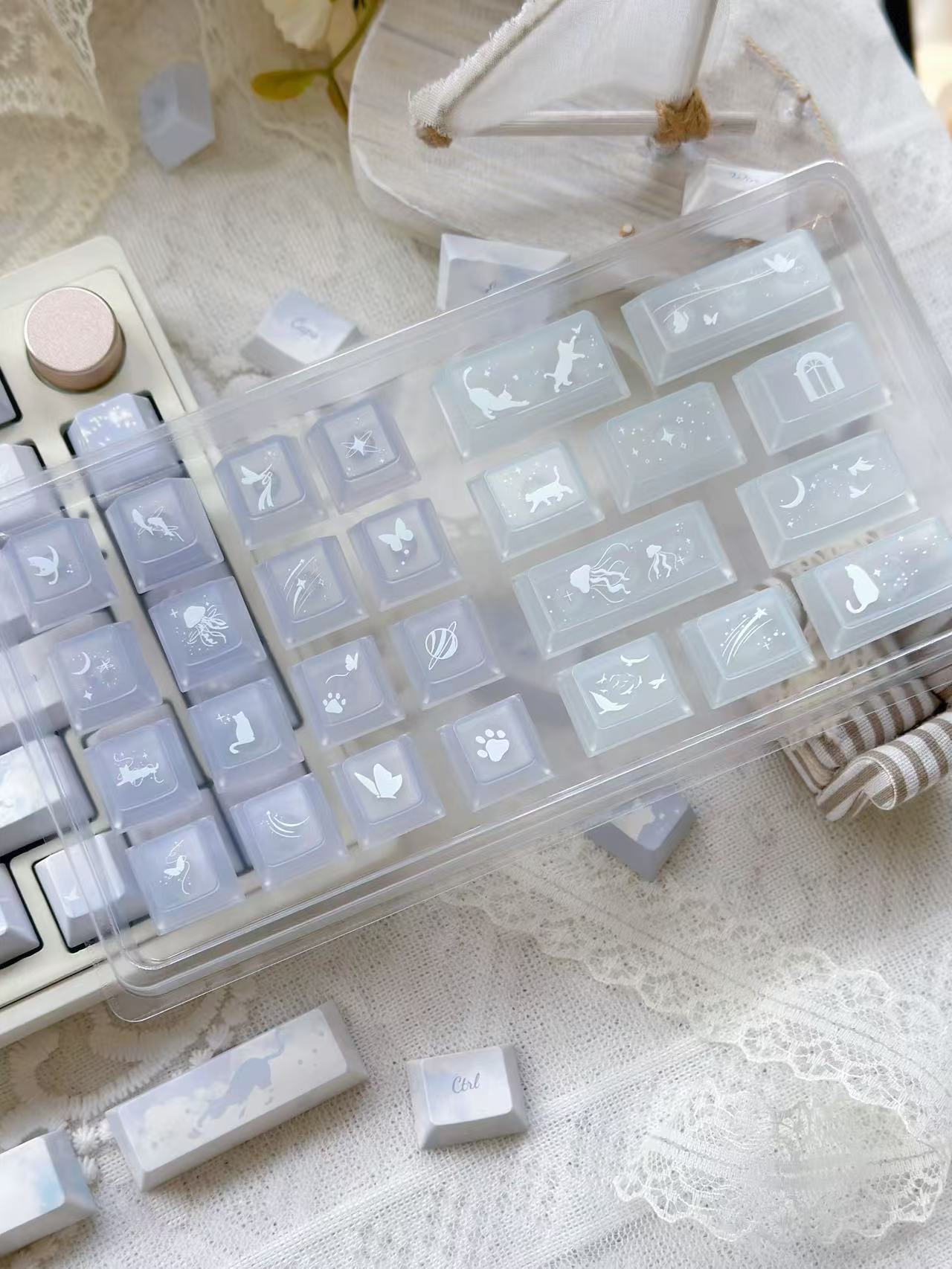 Blue Purple PC Fog-transparent Keycaps