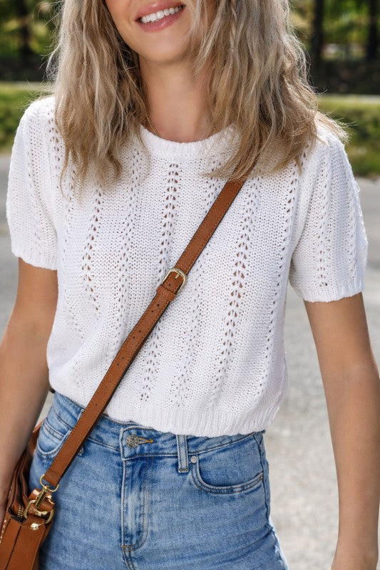 Lavender Puff Sleeve Crewneck Sweater