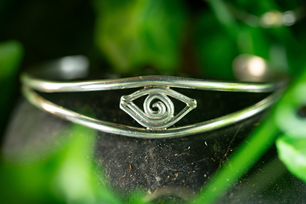 Big “Eye See” Evil Eye Sterling Silver Protection Cuff