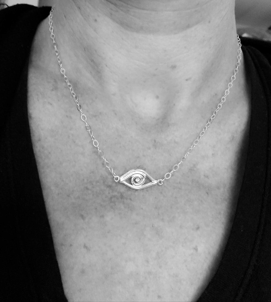 “Big Eye See” Evil Eye Sterling Silver Necklace