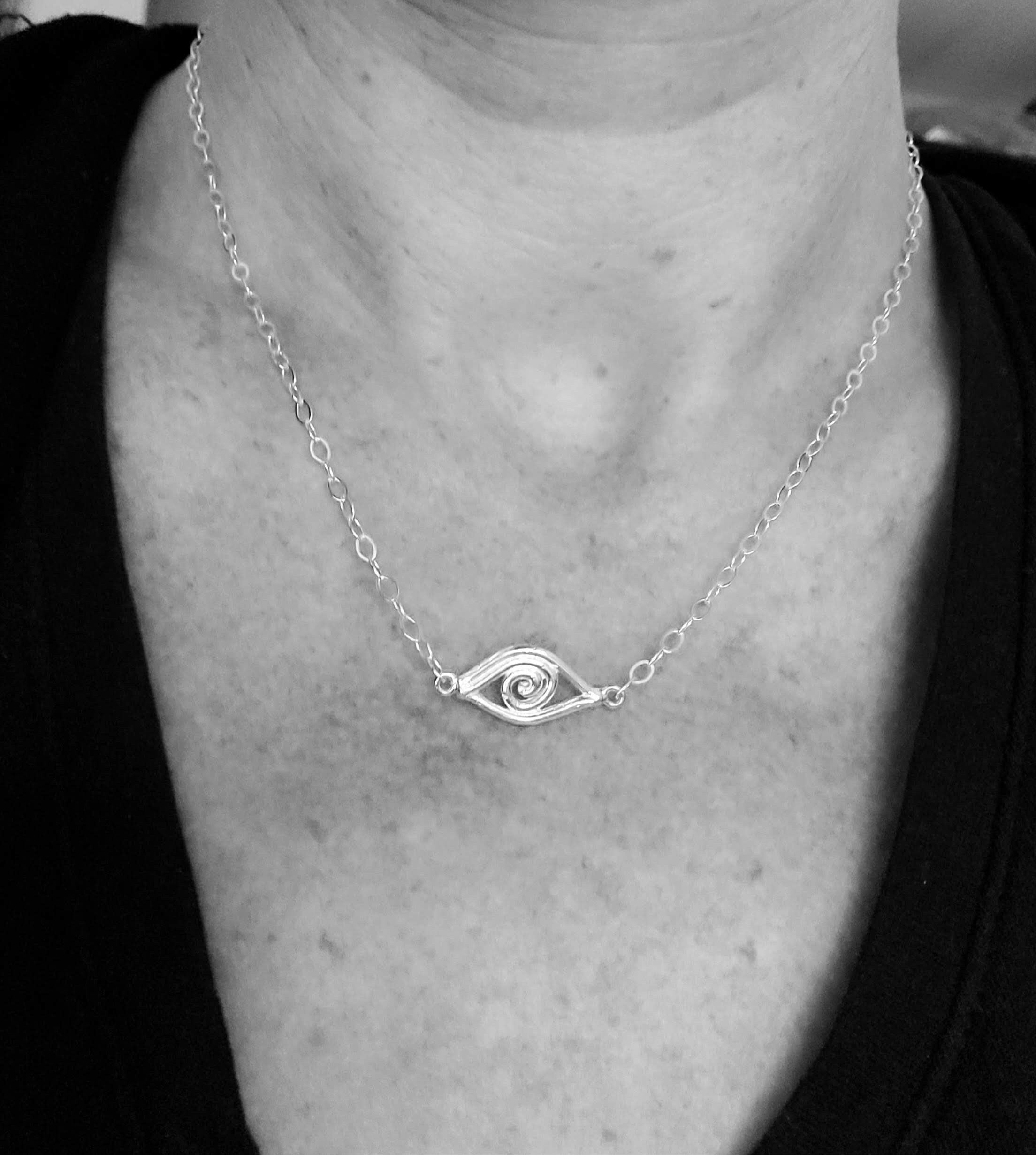 “Big Eye See” Evil Eye Sterling Silver Necklace