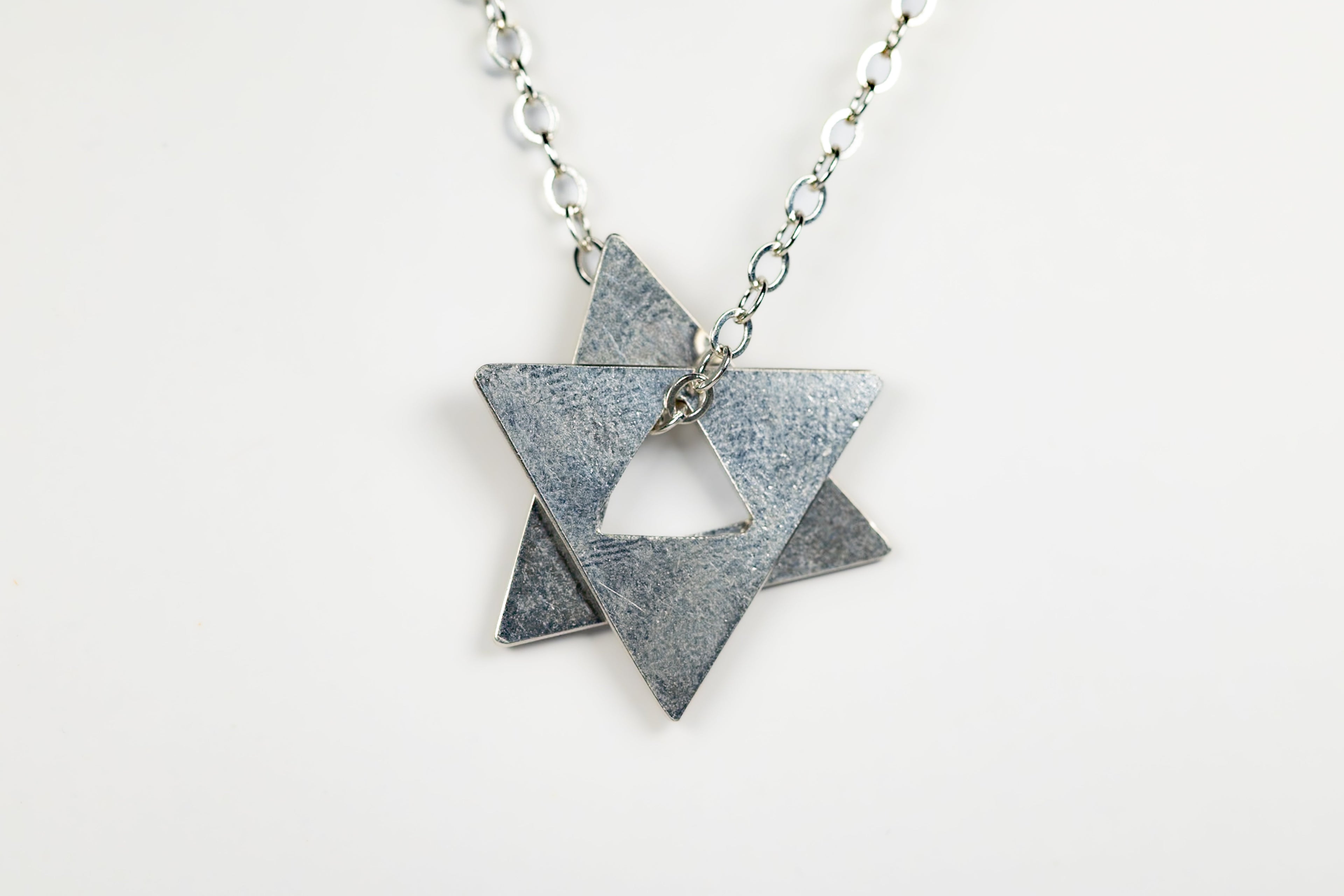 Big Star of David Sterling Silver Necklace