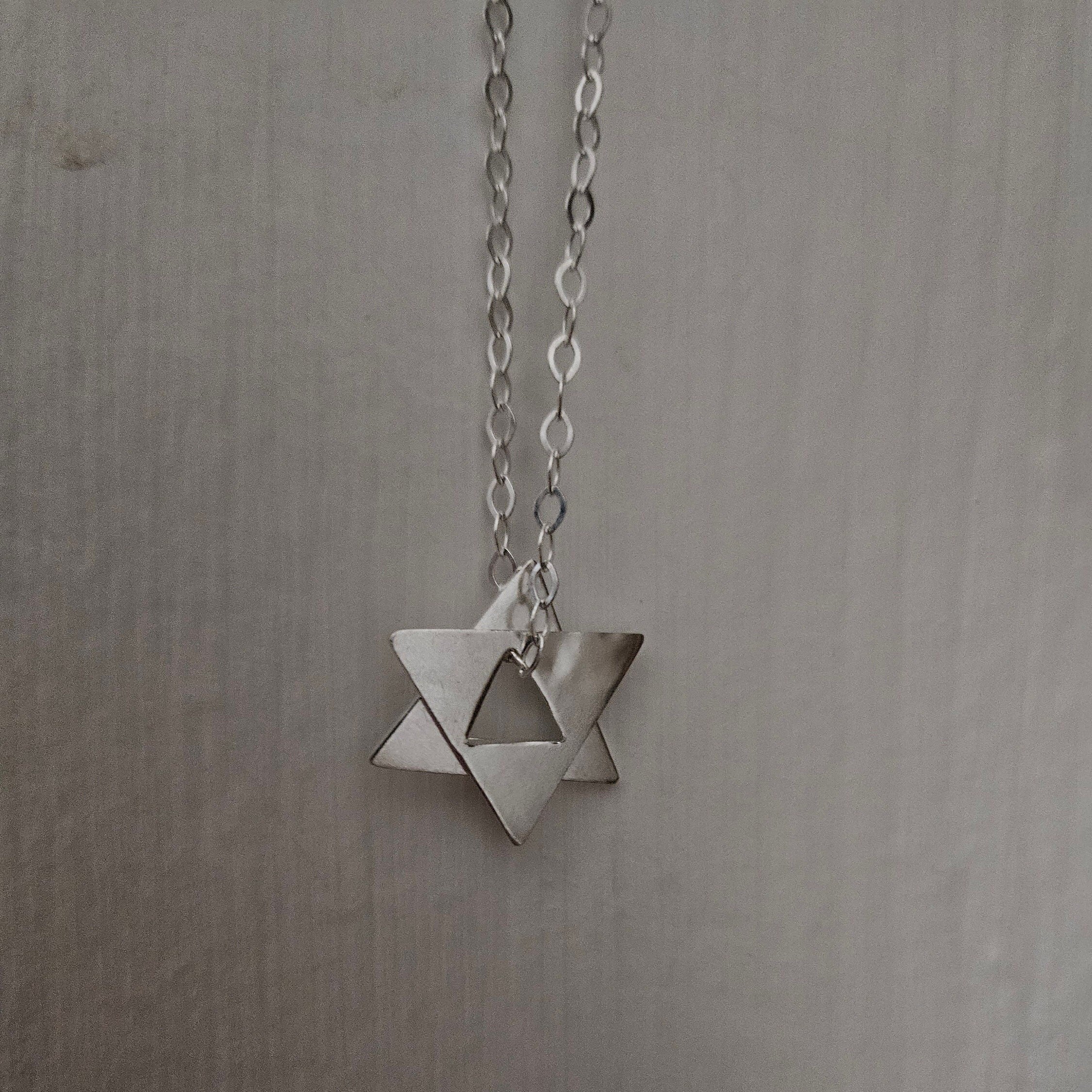 Big Star of David Sterling Silver Necklace