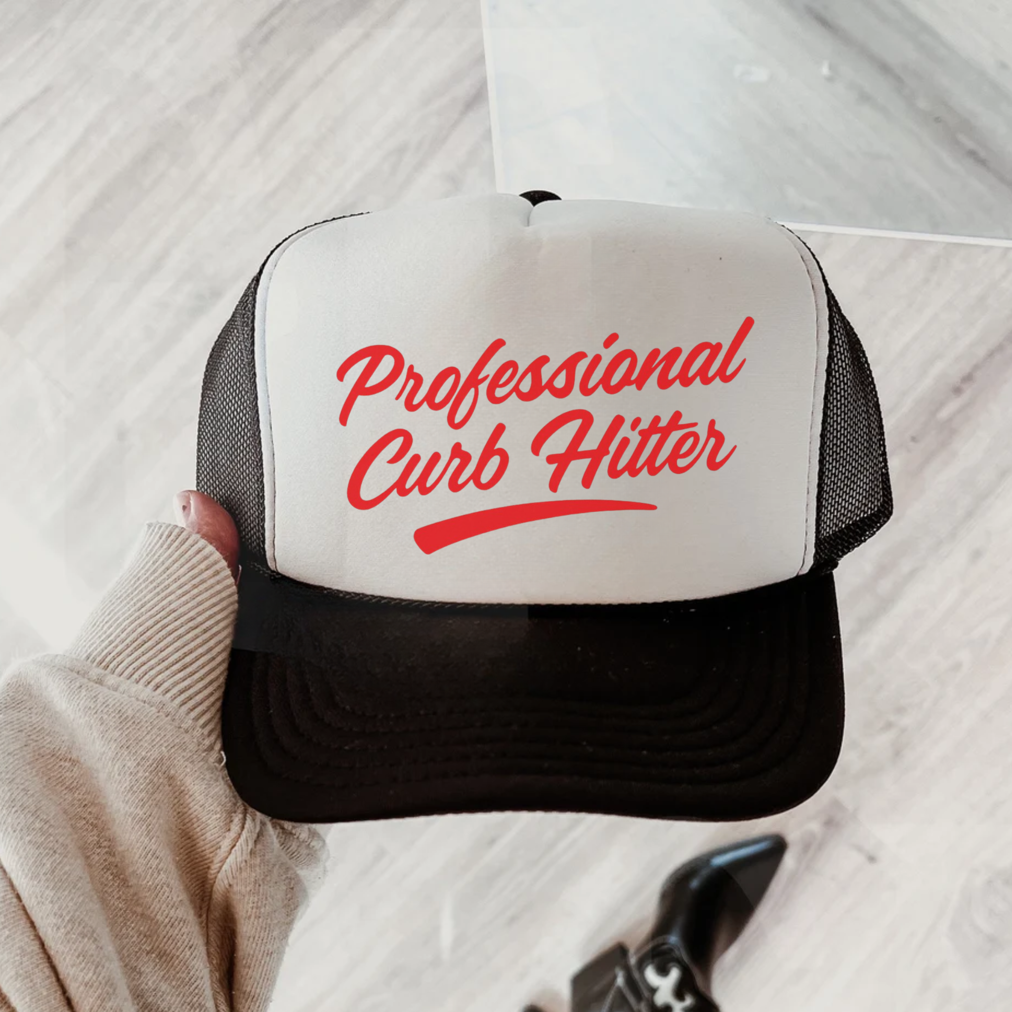 Professional Curb Hitter Trucker Hat – Funny Mom Life Parenting Baseball Trucker Cap