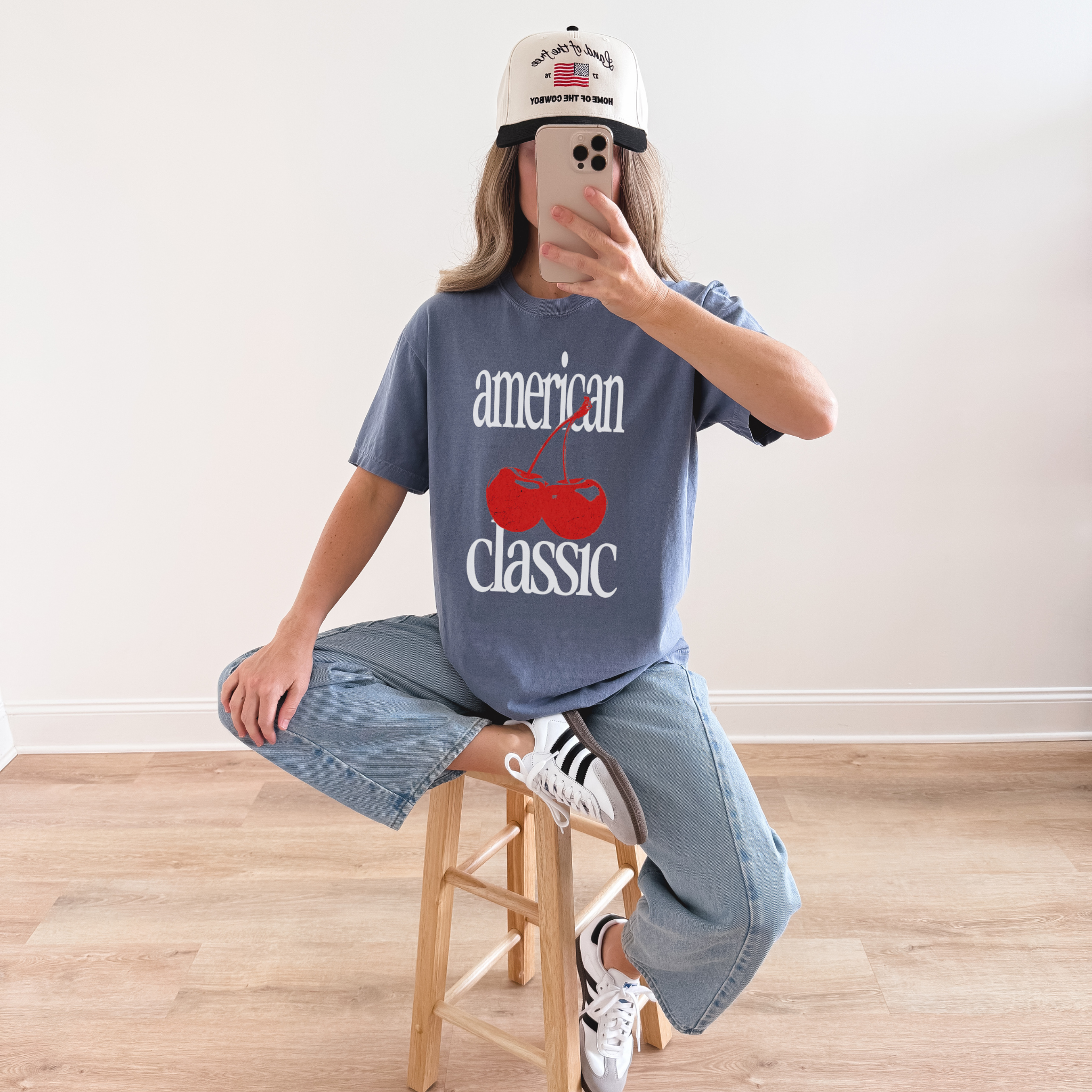 American Classic Cherry Graphic Tee – Retro Red Cherries Design