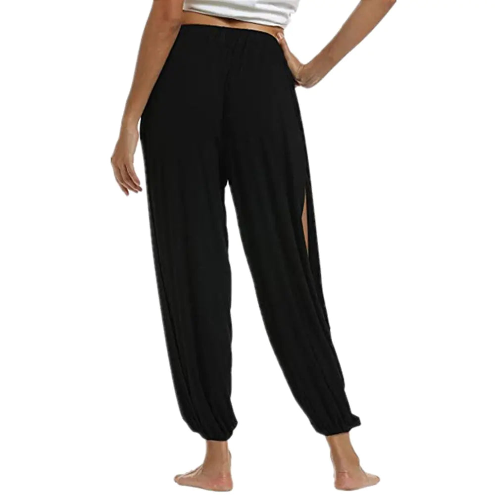 Plus Size Women's Solid Elastic Waist Beach Pants