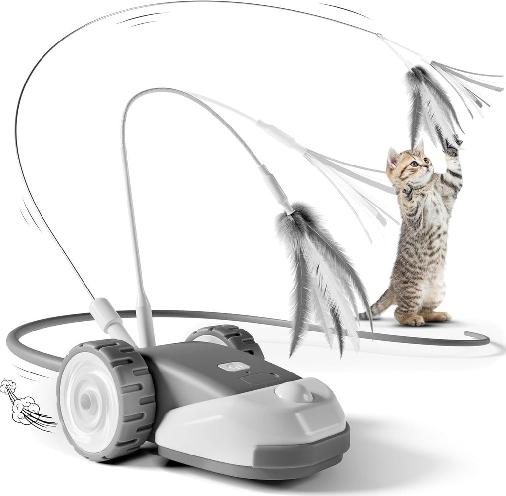 Smart Remote-Controlled Electric Car With Wire-Feather Toy For Cats