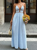 Striped Halter Neck Maxi Dress